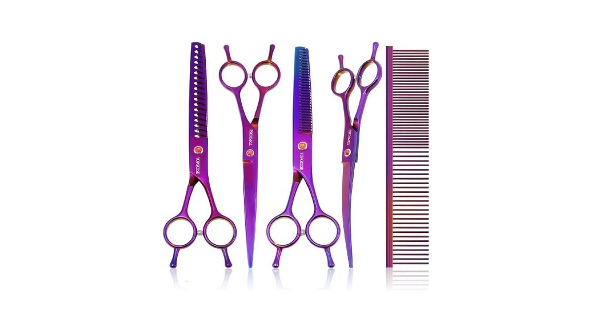 Topgoose Dog Grooming Scissors Kit, Professional 6 In 1 Pet