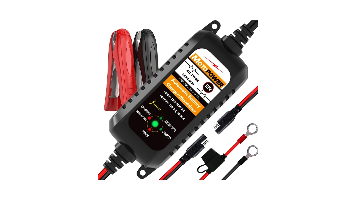 Motopower Mp00205a 12v 800ma Automatic Battery Charger, Maintainer, Trickle And