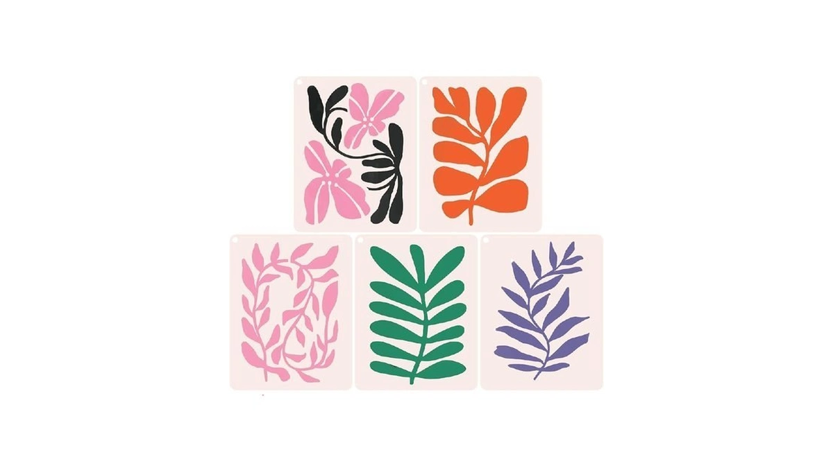 Velluppa 5pcs Leaf Stencils For Painting On Walls, 5.5"x7" Plants