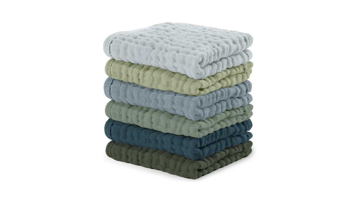 Comfy Cubs Muslin Baby Washcloths 6 Pack - Soft 6-layer