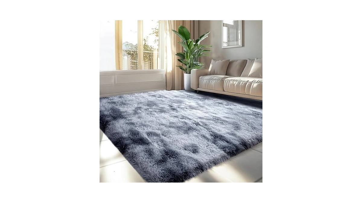 Fluffy Rugs 5x8 Dark Grey For Bedroom: Shag Area Rugs