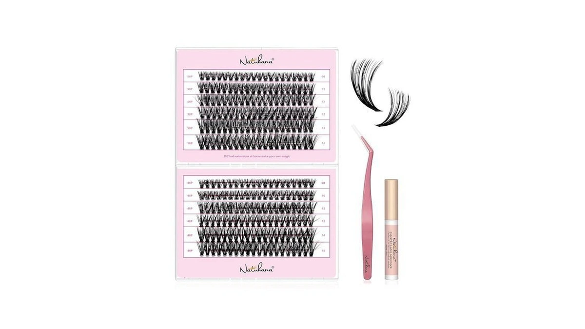 Natuhana Lash Clusters Kit 240pcs Wispy Eyelash Extensions C Curl