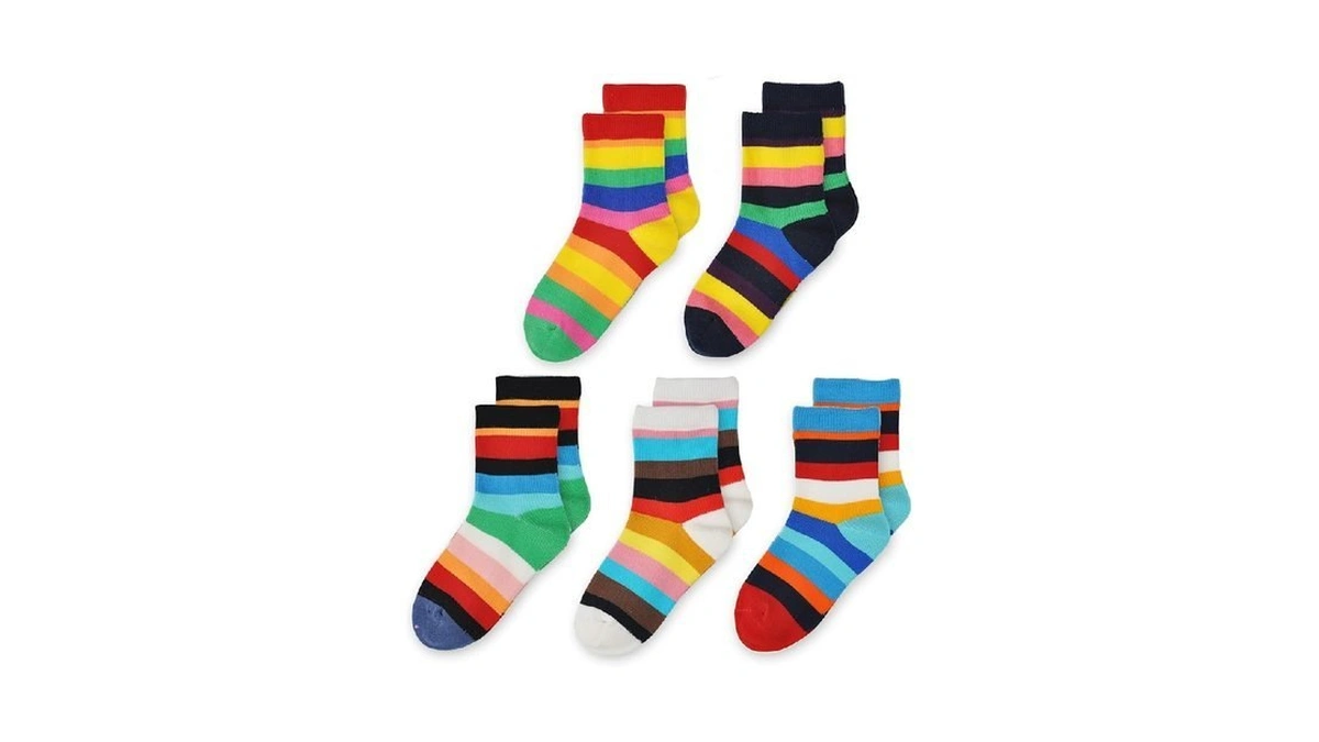 Santgoo Girls Seamless Socks Rainbow Stripes Cotton Socks Kids Casual