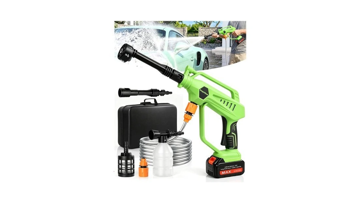 Deeprclean Cordless Car Washer With 6-in-1 Nozzle, Portable Vehicle Cleaning