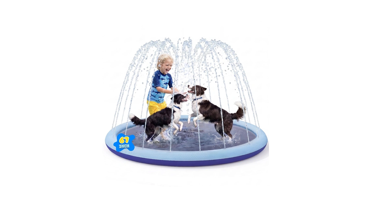 Commouds Splash Pad For Kids And Dogs, Non-slip Sprinkler Pad