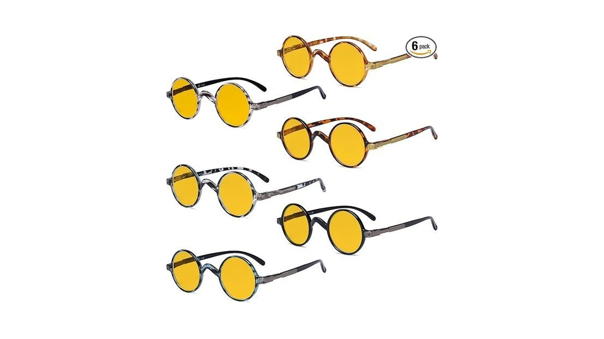 Eyekepper 6 Pack Blue Light Filter Glasses Vintage Round Computer