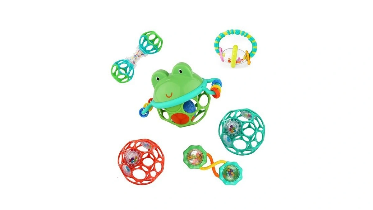 Bright Starts Little Shakers 6pc Gift Set, Easy-grasp Oball Technology,