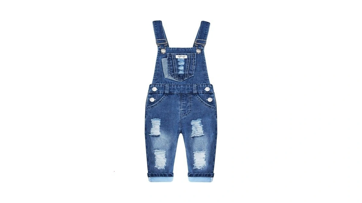 Kidscool Toddler Baby Denim Overalls Ripped Distressed Jean Bib Romper
