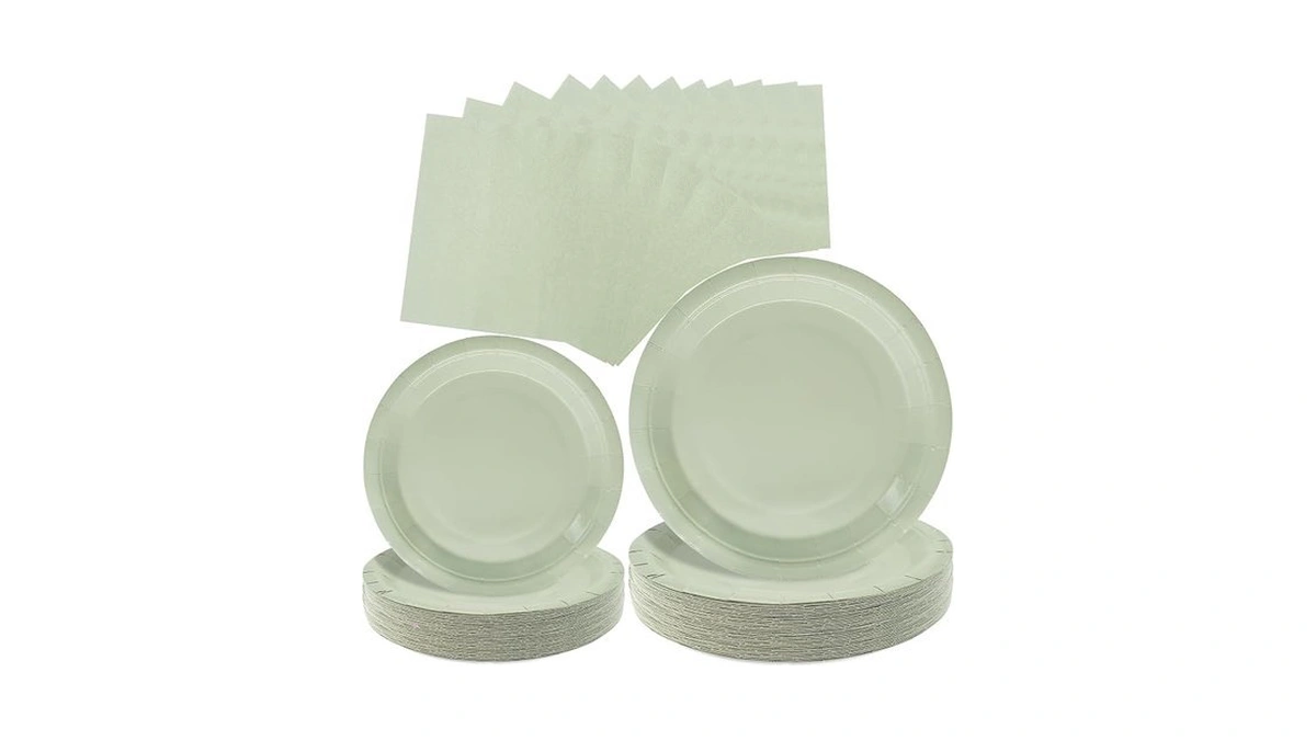 Wyqjhkv Sage Green Paper Plates,100 Pcs-50 Pcs Sage Green Paper