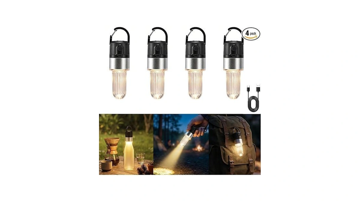 Pearlstar 4 Pack Led Camping Lantern Usb Rechargeable Outdoor Tent