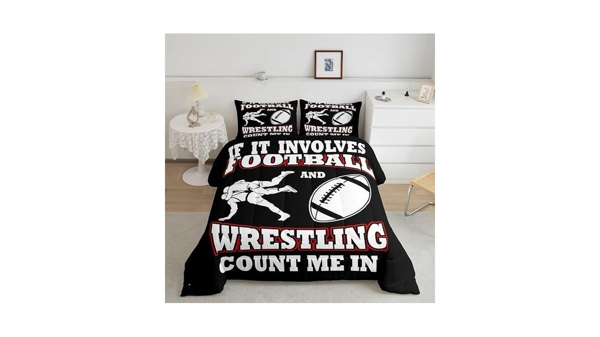 Feelyou Football Comforter Set Boys Girls Wrestle Bedding Set Twin