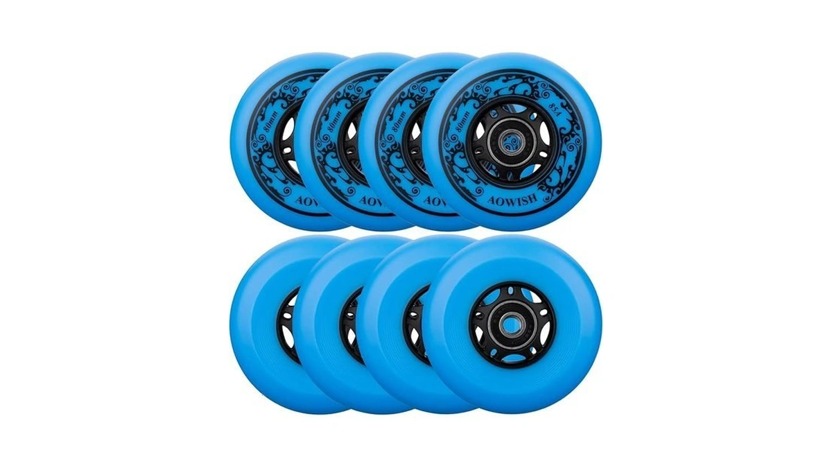 Aowish 8-pack Inline Skate Wheels, 85a, Outdoor & Indoor (blue,
