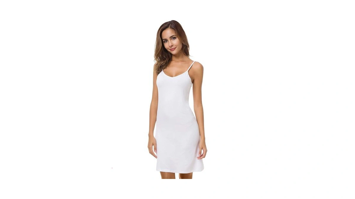 Easeway Women's Basic Adjustable Spaghetti Strap Cami Under Mini Dress