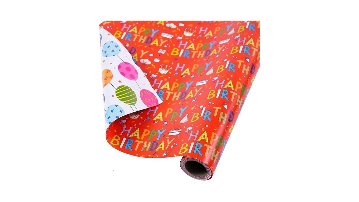 Ulmasinn Birthday Wrapping Paper Roll, 17" X 33', Double Sided