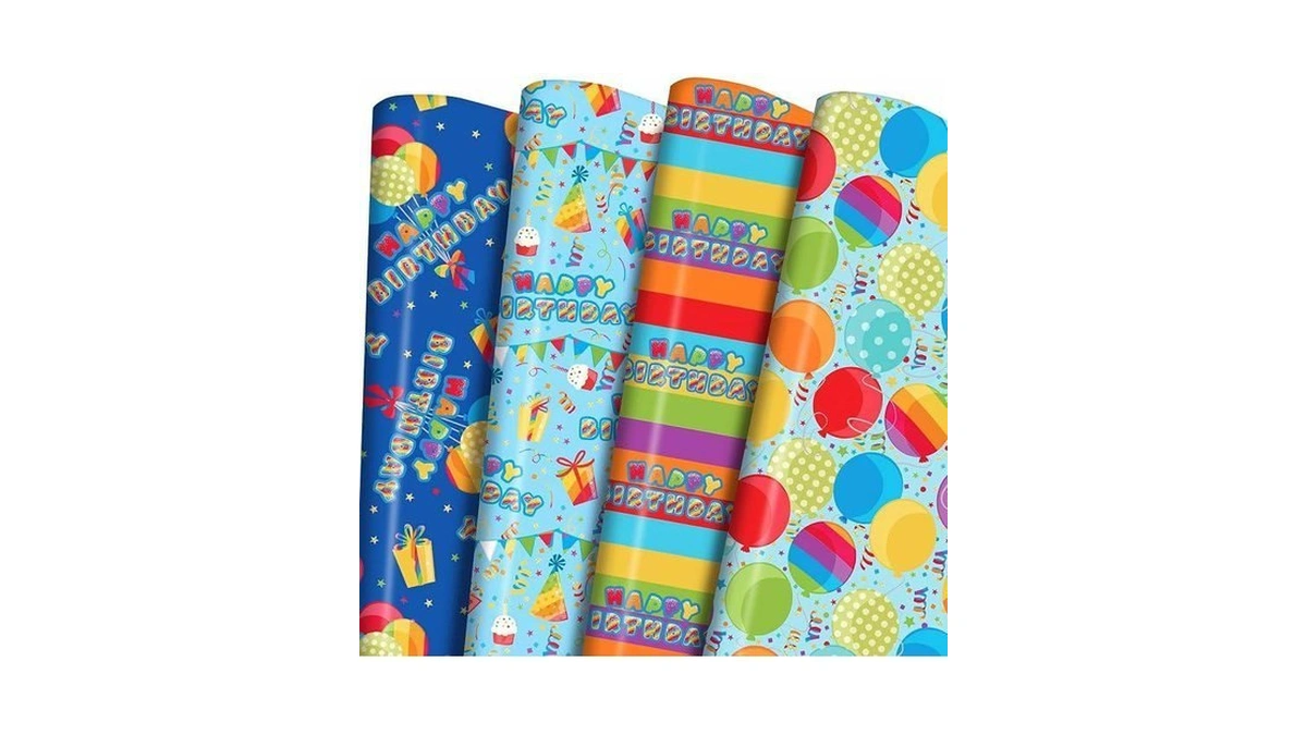 Plandrichw Birthday Wrapping Paper 4 Fun Party Designs β Balloons,