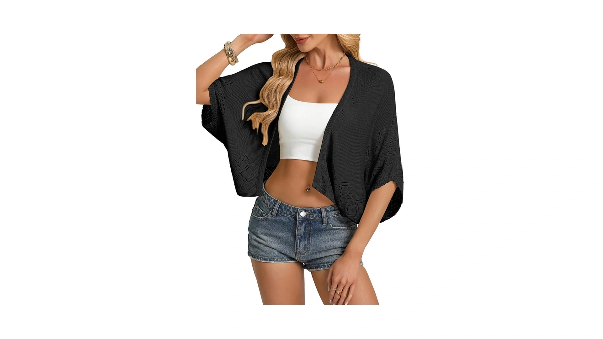 Grace Karin 2026 Fashion Batwing Sleeve Black Cardigan For Women