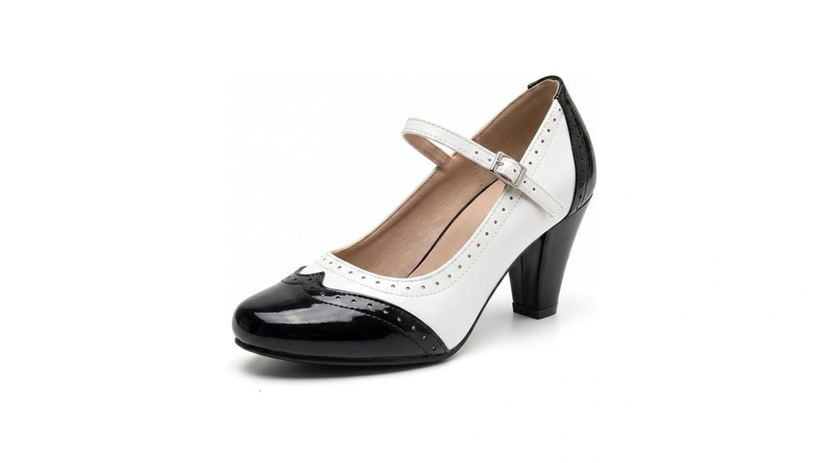 Oxford Shoes For Women 1950s Perforated Two Tone Platform Mary