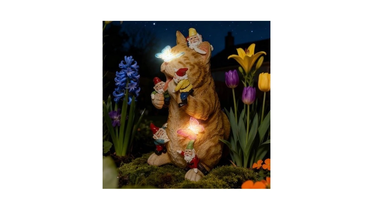 Zestyeux Funny Garden Gnomes Decorations For Yard Statue With Solar