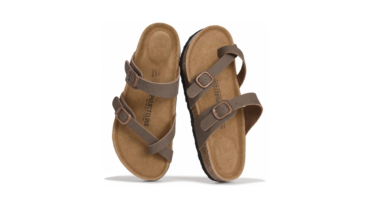 Project Cloud 100% Genuine Leather Womens Sandals -lightweight Womens Slides