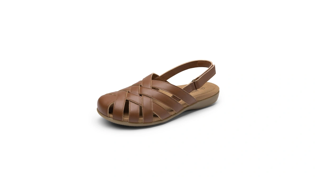 Rihero Summer Brown Sandals Women Dressy Closed Round Toe Anti-slip