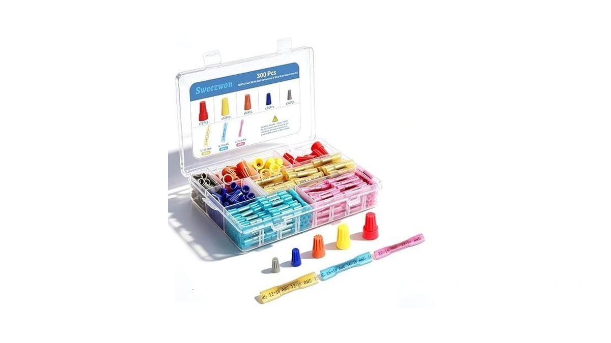 Sweezwon 300pcs Heat Shrink Butt Connectors & Wire Nuts Assortment