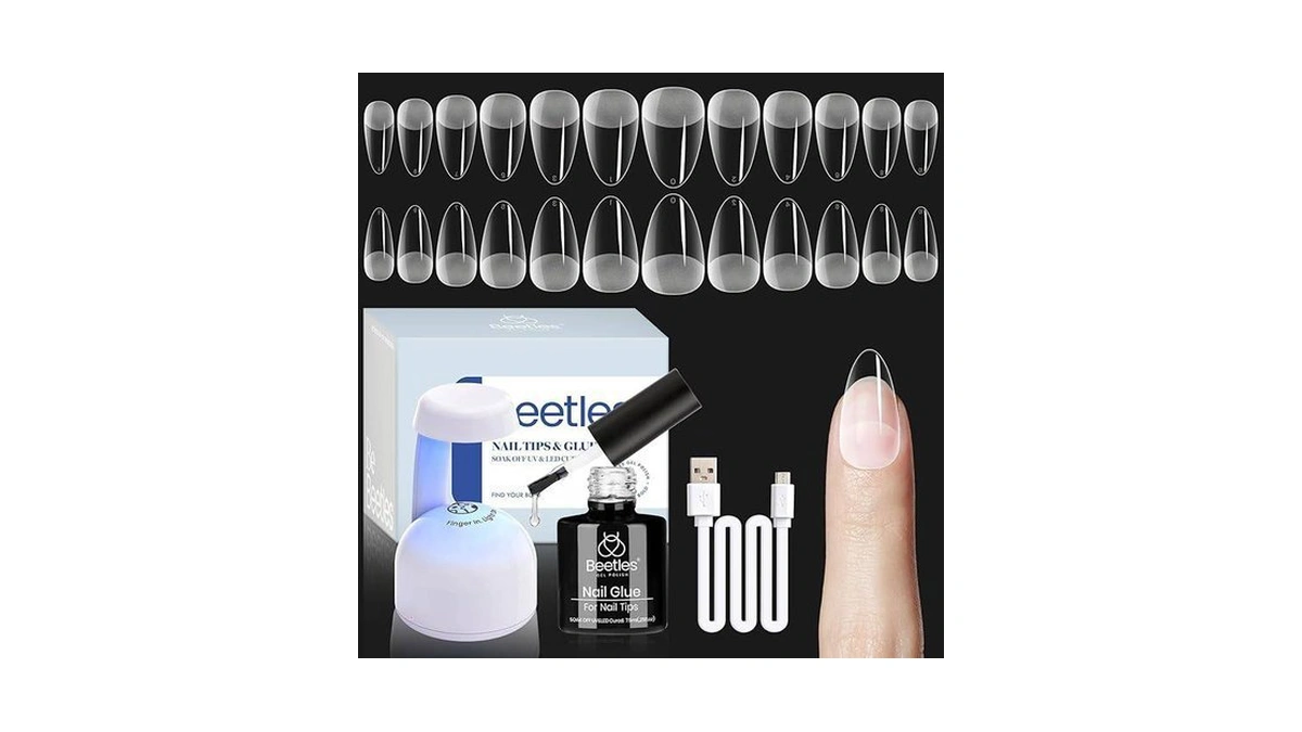 Beetles Etch-x Gel Nail Kit, Short Almond, 504 Pcs, 12