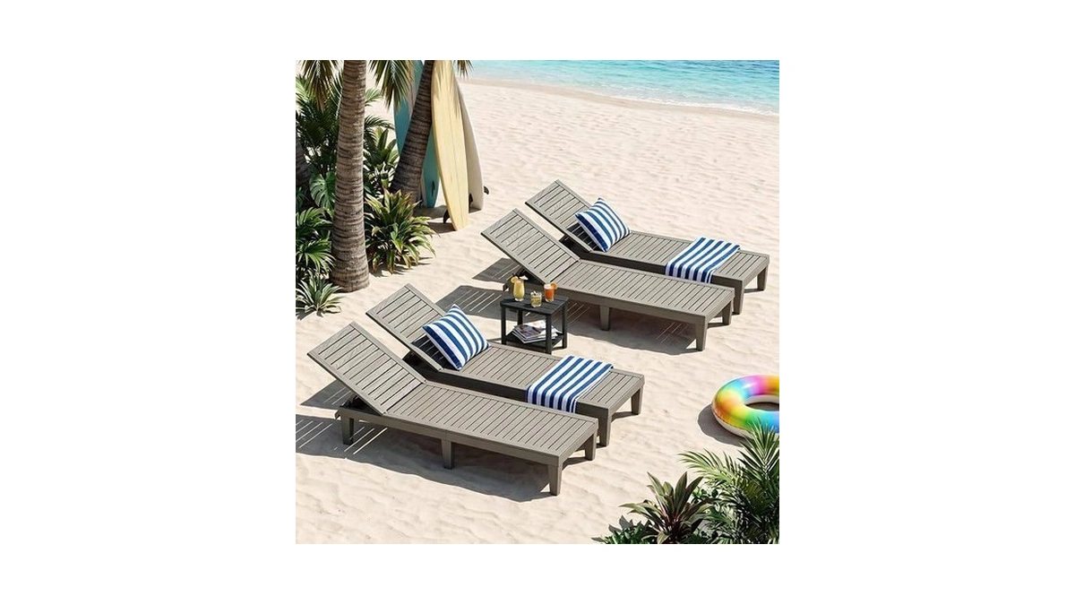 Wtfgo Outdoor Chaise Lounge Chair Set Of 4, Tanning Lounge