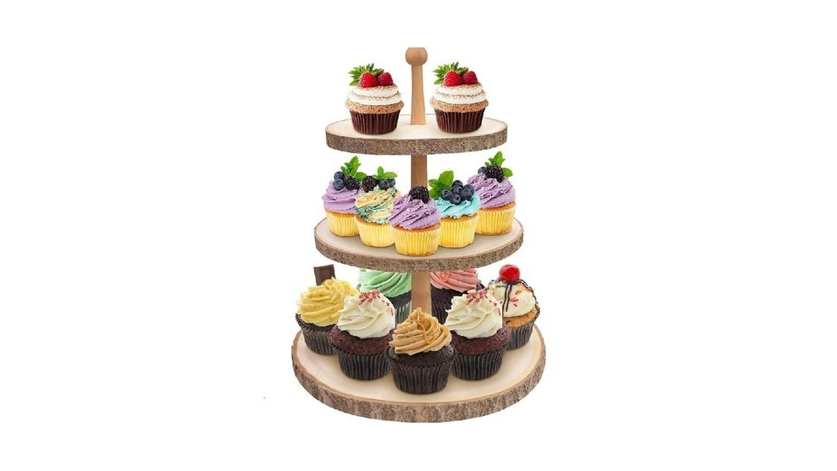 Cupcake Stand 3 Tier Cupcake Holder Wood Tiered Tray Rustic