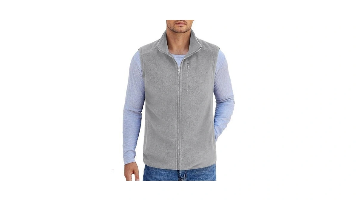 Coofandy Fleece Vest For Men Lightweight Sleeveless Zip Up Jacket