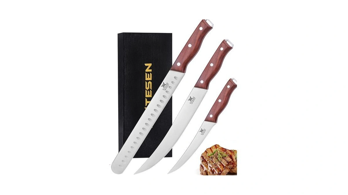 Naitesen 3pcs Professional Brisket Carving Knife Set With Gife Box