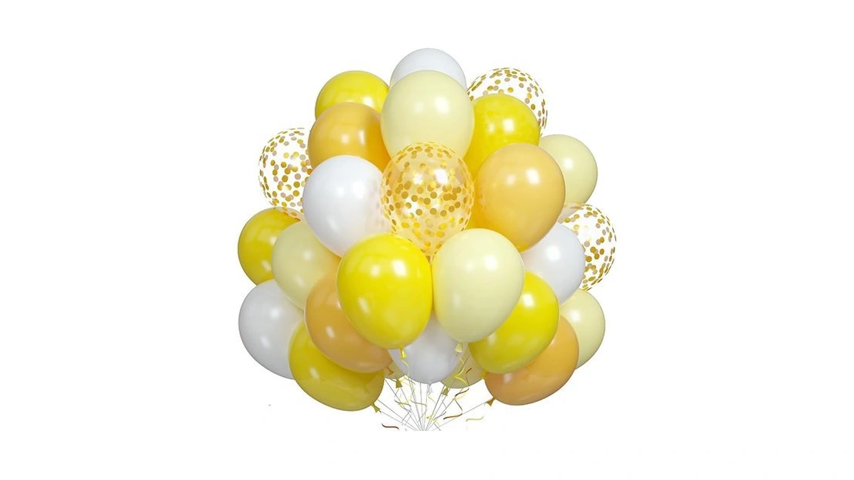 60pcs Yellow White Balloons, 12 Inch Pastel Yellow And White