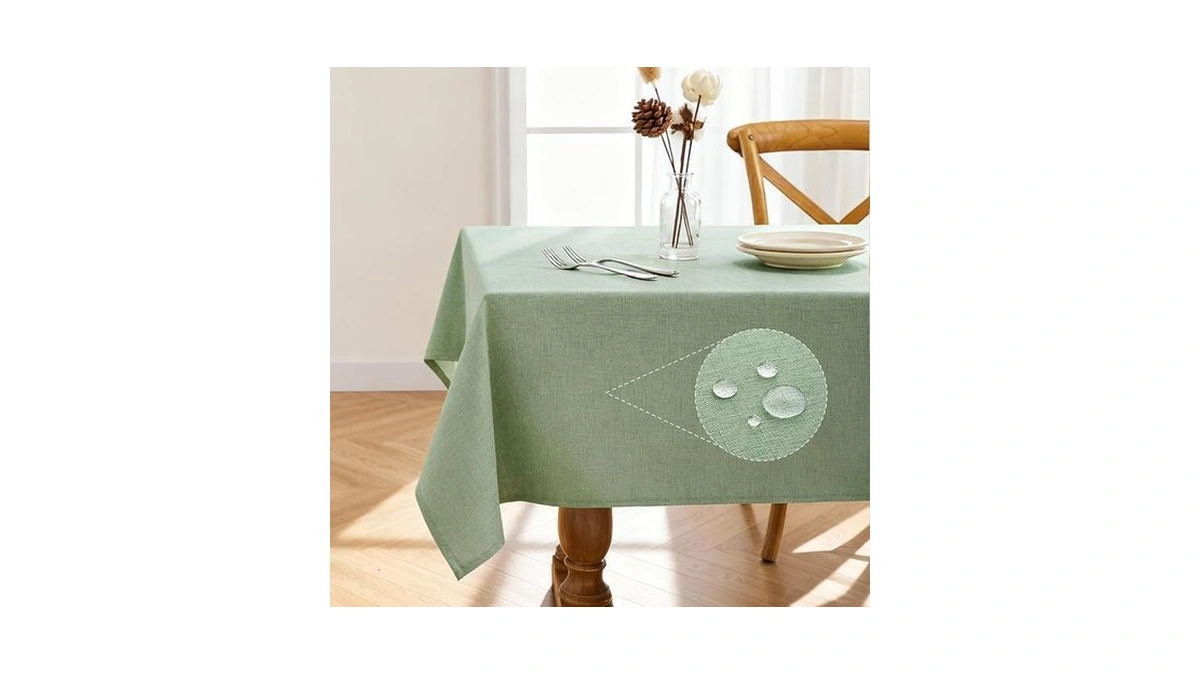 Pureegg Rectangle Linen Tablecloth Waterproof & Stain Resistant, Wrinkle-free Table