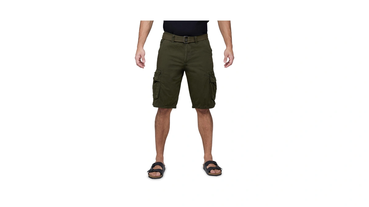 X Ray Mens Belted Cargo Shorts, Relaxed Fit Casual Knee