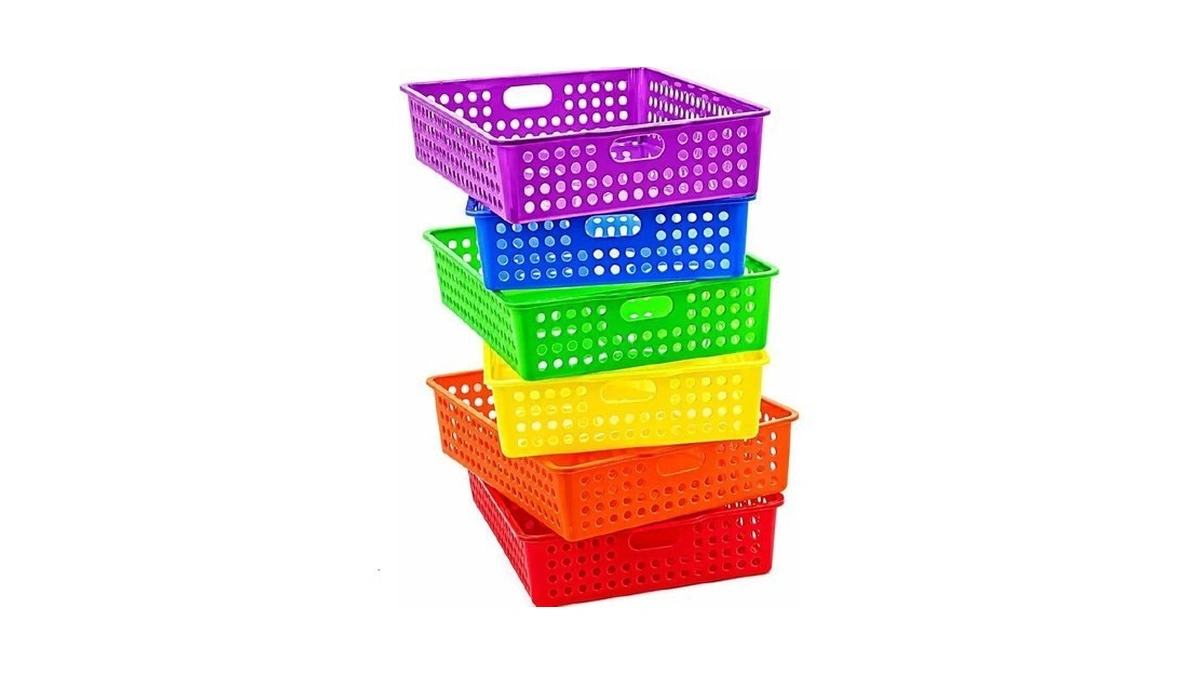 4e's Novelty 6 Pcs Colorful Plastic Classroom Storage Bins 13.75"