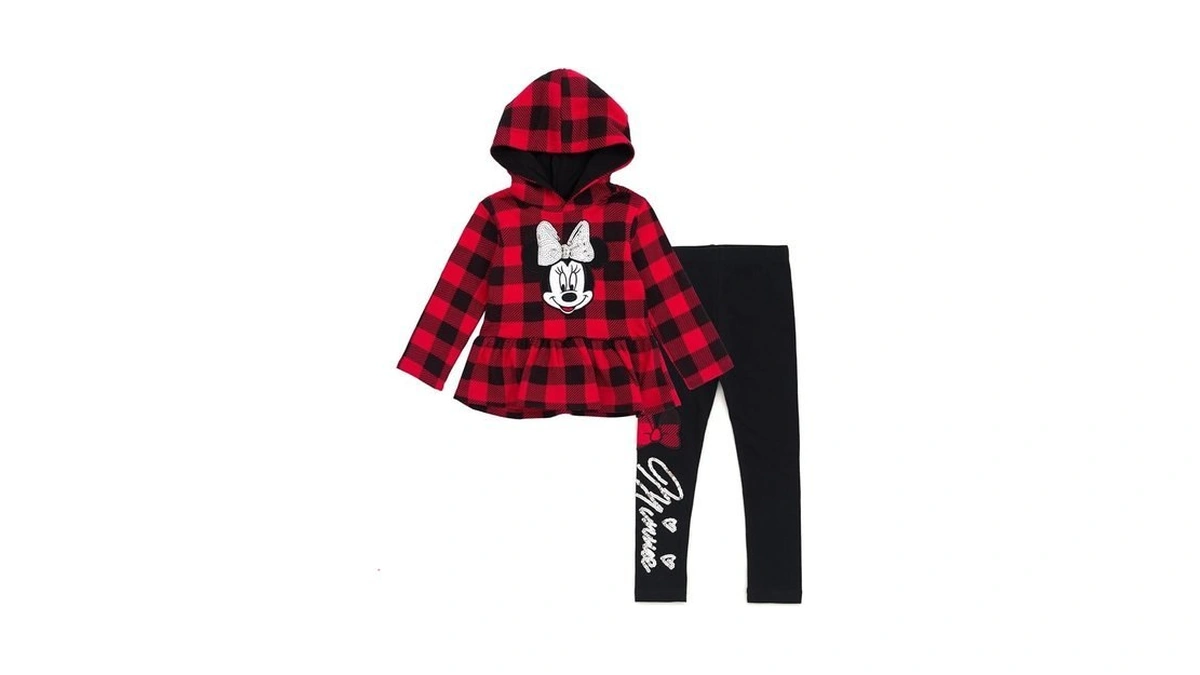 Disney Minnie Mouse Toddler Girls Fleece Pullover Peplum Hoodie And