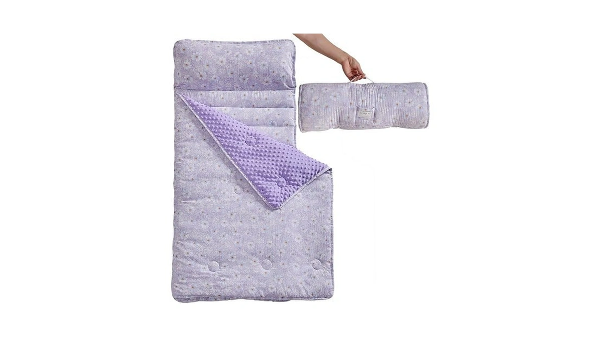 ο»Ώjhchmx Toddler Nap Mat With Removable Pillow And Minky Blanket,extra