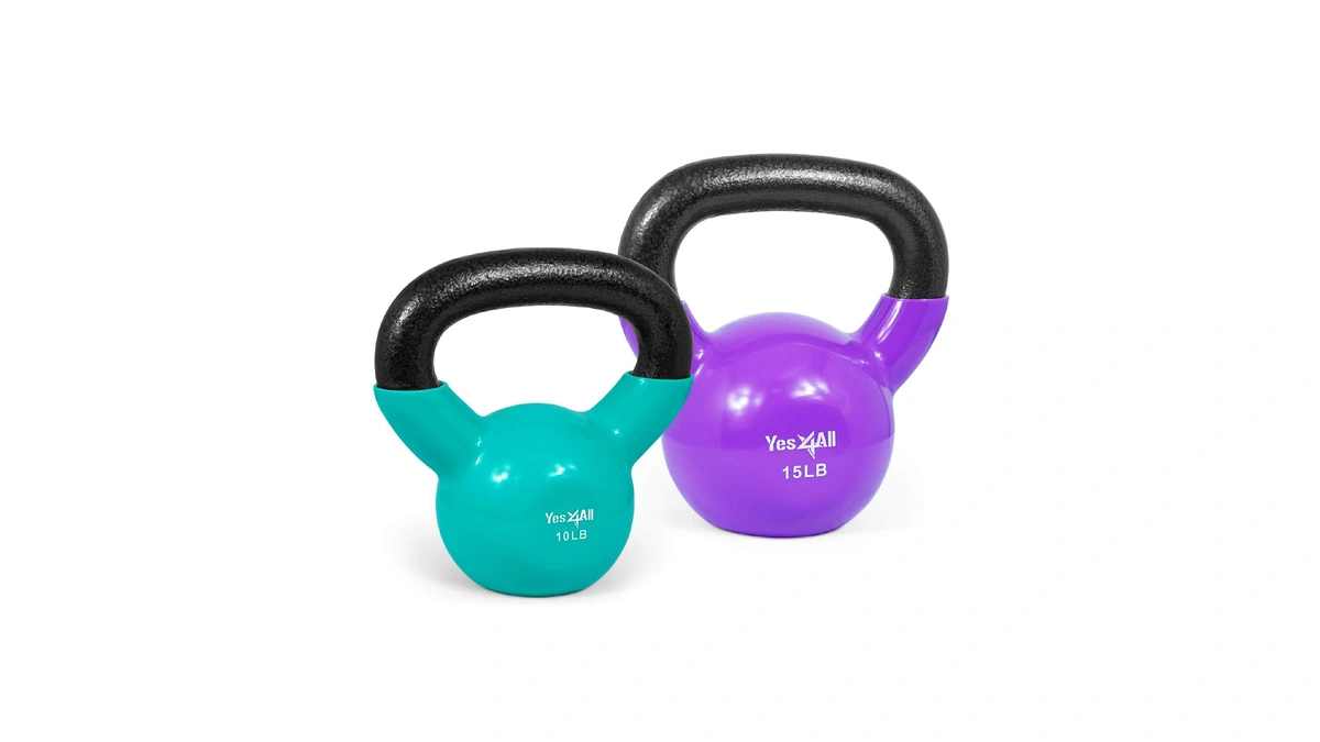 Yes4all Kettlebell, Vinyl Coated Cast Iron Kettlebell Sets 10 &