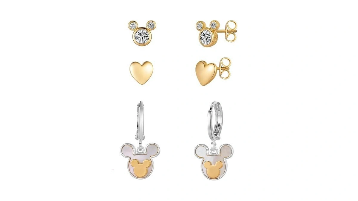 Disney Mickey Mouse Two-tone Cz & Mother Of Pearl Heart