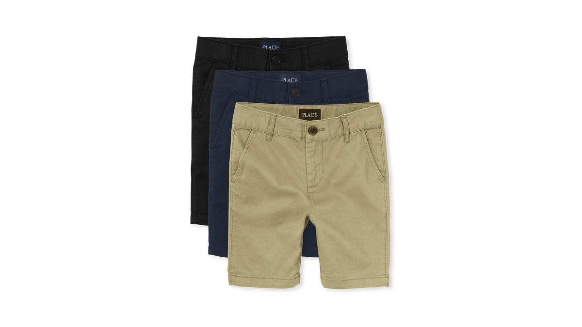 The Children's Place Boys Stretch Chino Shorts, Flax/new Navy/black 3-pack,