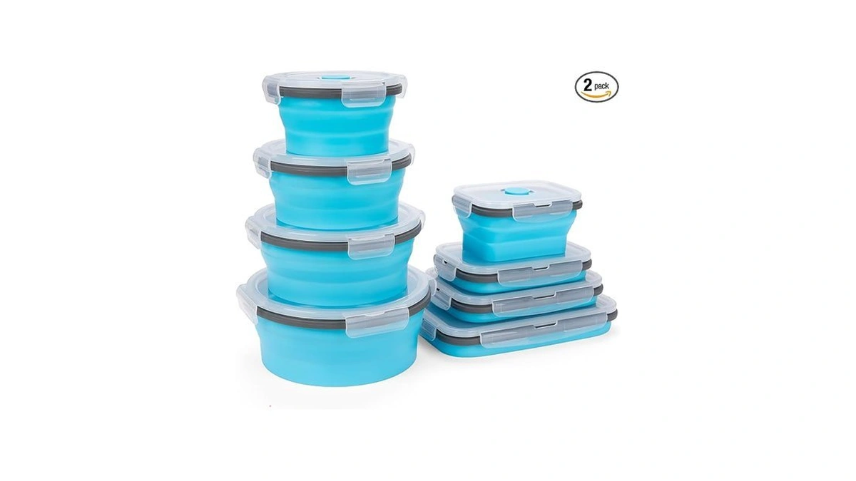 Collapsible Silicone Food Storage Containers Set With Lid & Air