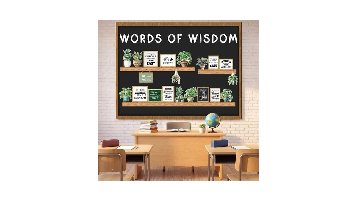 45 Pcs Classroom Bulletin Board Decorations, Greenery Bookshelf Decor