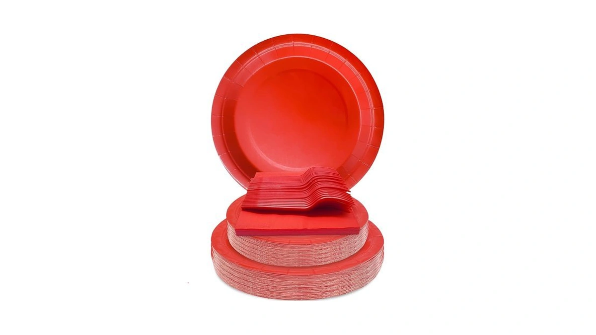 Wyqjhkv Red Party Supplies Set Include Red Paper Plates And