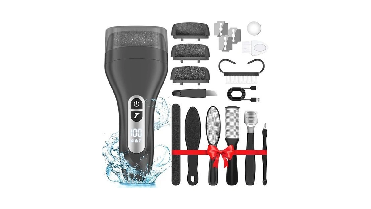 Adampark Electric Foot File Callus Remover, Rechargeable Pedicure Tools Foot