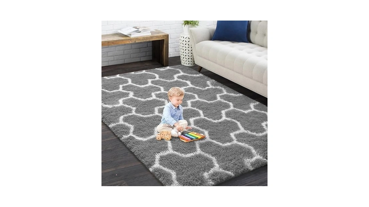 Evoionos Ultra Soft Area Rug For Bedroom, 3x5 Grey And