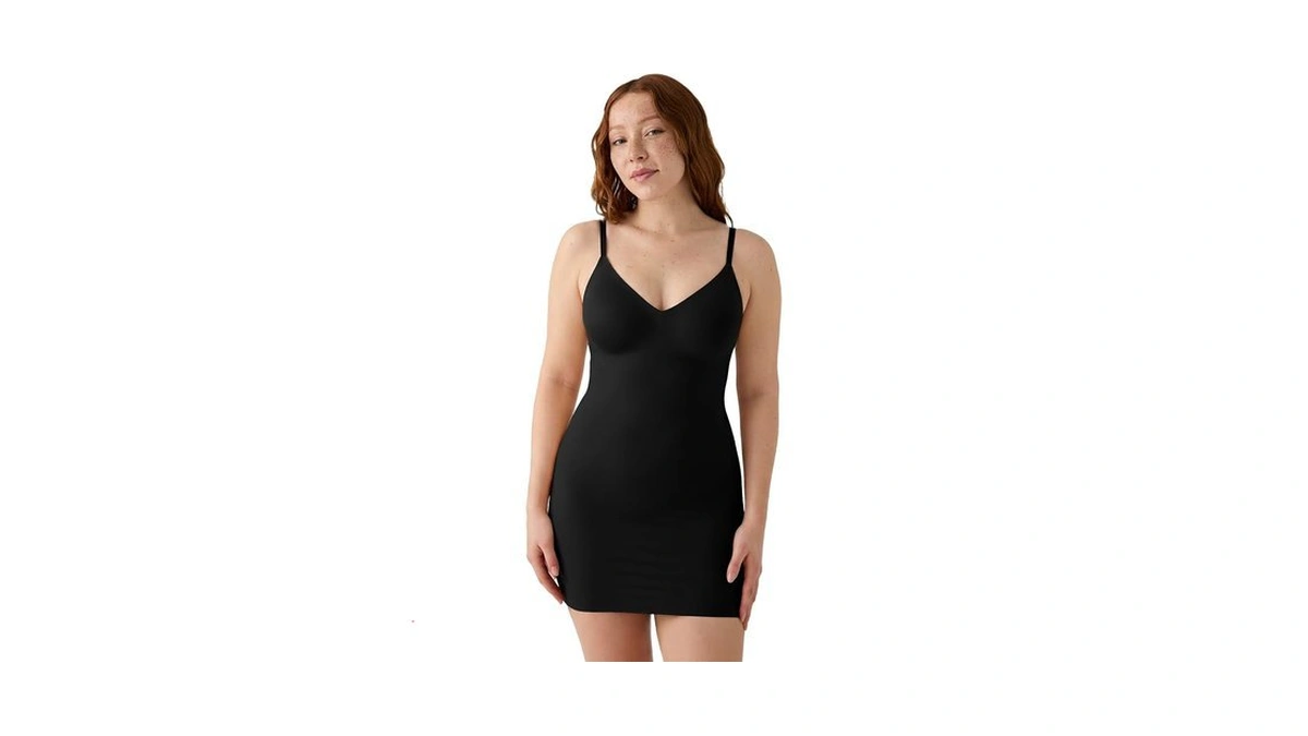 True & Co True Body Every Day Slip Dress Black
