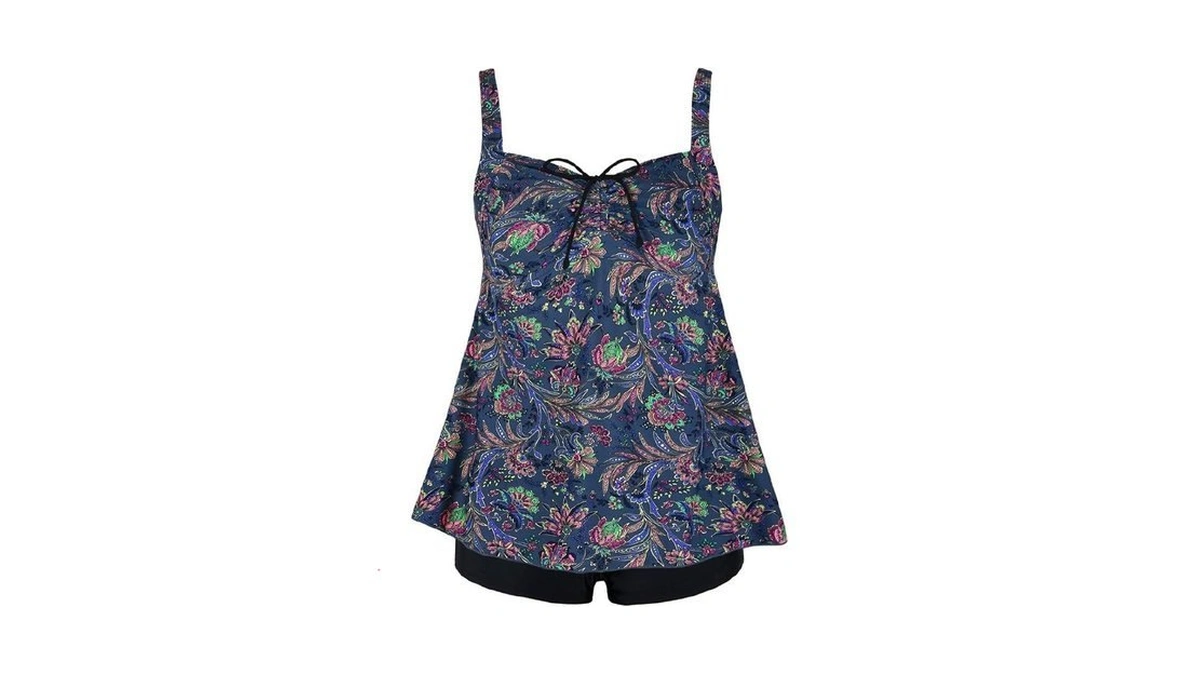 Hilor Women's Plus Size Swimsuit Paisley Print Tankini Bathing Suits