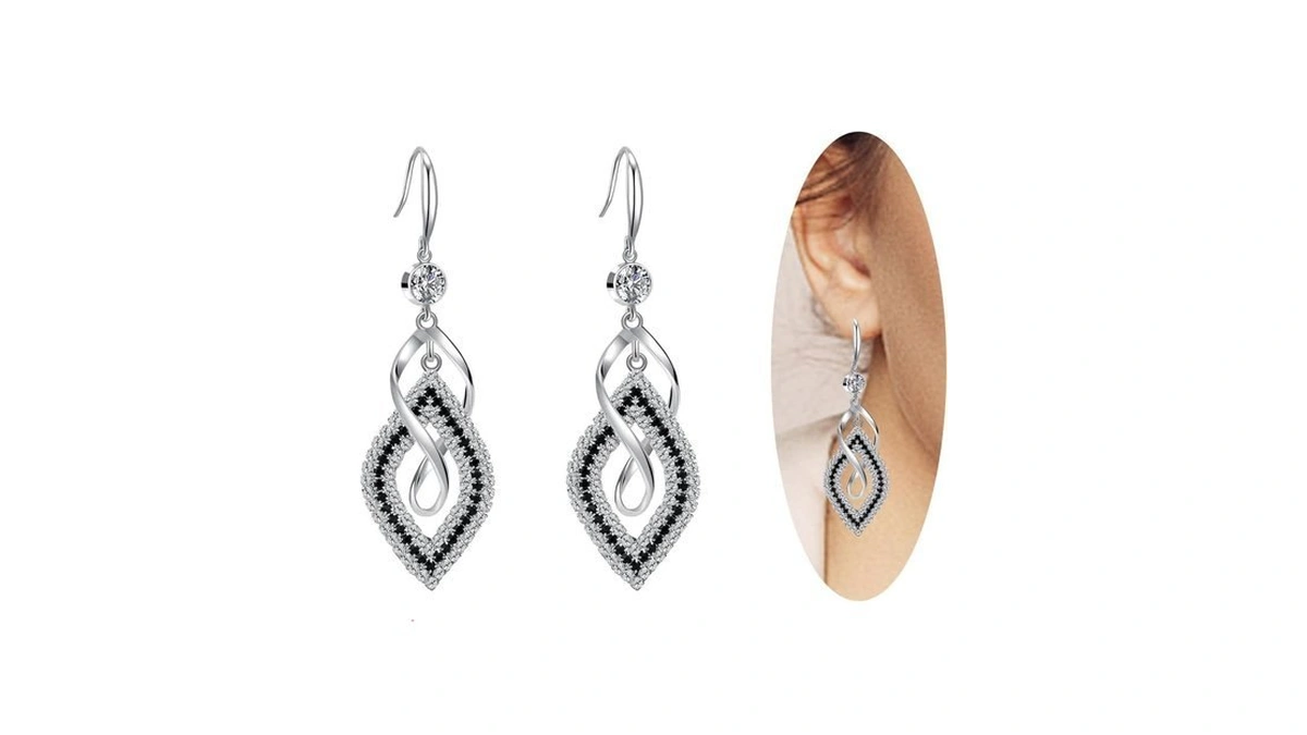 Dangle Earrings For Women, 925 Sterling Silver Handmade Linear Swirl