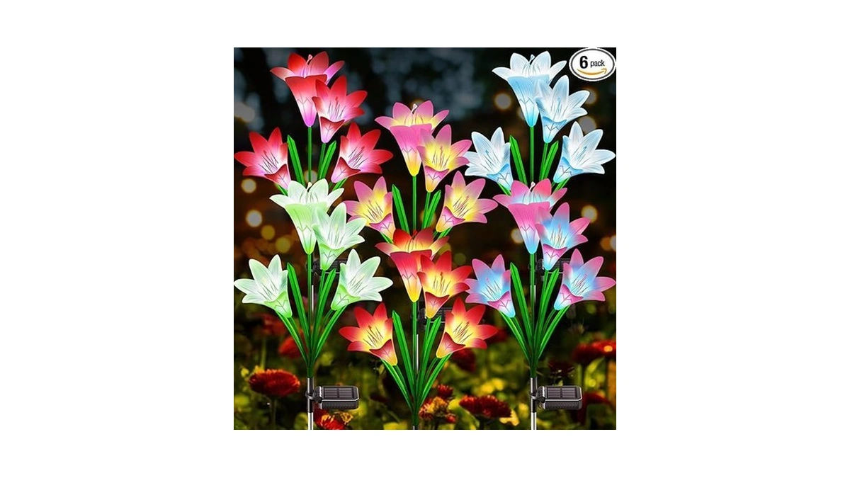 Kubace Solar Outdoor Lights Garden Decor, 6 Pack Upgraded Solar