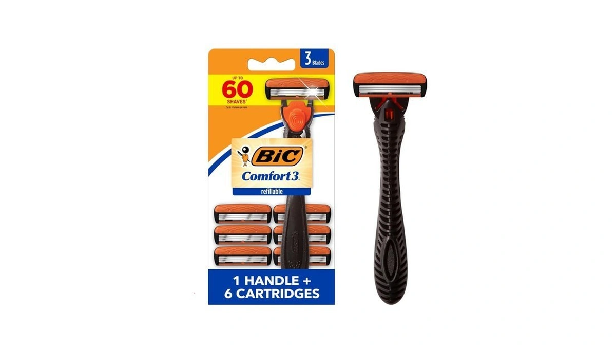 Bic Comfort 3 Refillable Three-blade Razor For Men, Sensitive Skin