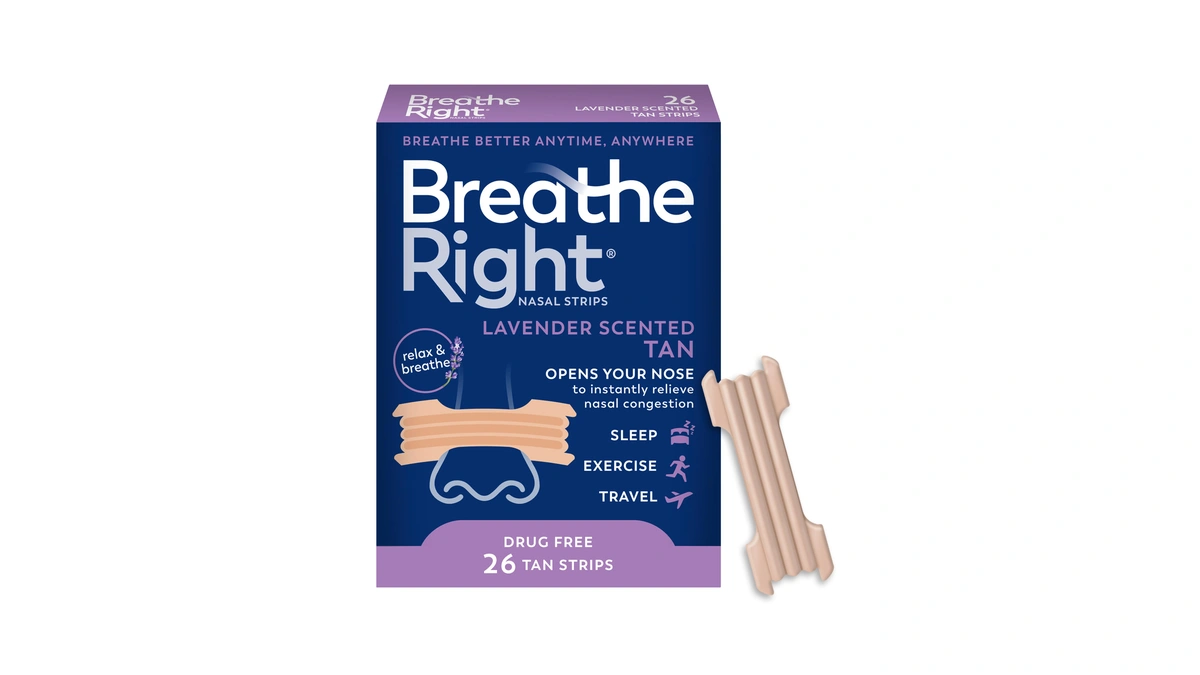 Breathe Right Nasal Strips Lavender Scent Extra Strength Tan Nasal